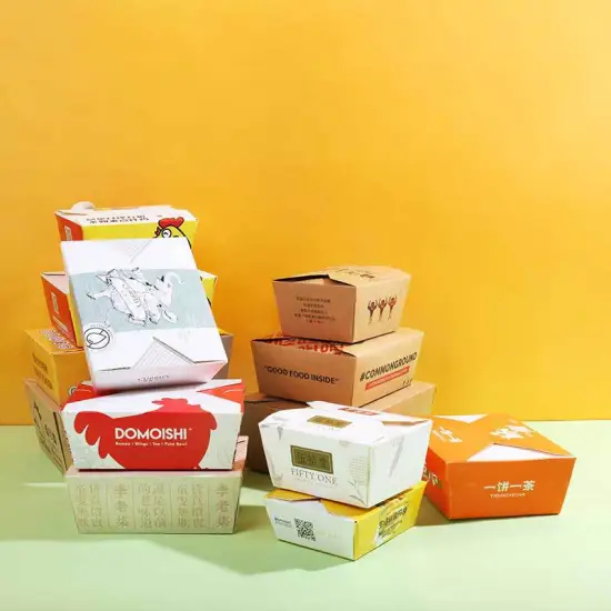 Disposable Kraft Paper Packaging for Fast Food - Salad, Hamburger, Fried Chicken Containers