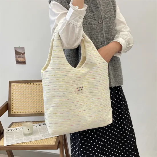 White Reusable Cute Ladies Canvas Shoulder Bag