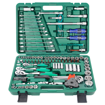 121Pcs Carbon Steel Tools Box Set: Mechanic Hand Tool Kit for Household, Car, and Truck Repair