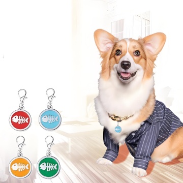 Luxury Dog Bone-Print Zinc Alloy Pet Tag Multi-Color Cross Border for Dog Necklace Drop Glue Pendant Tag Solid Style