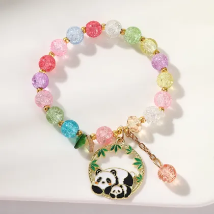 Cute Panda Glass Bead Bracelet for Kids Hair Accessories