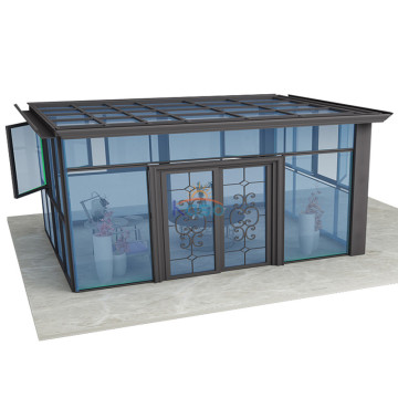 Polycarbonate Sunroom Kit Curved Glass Free Standing Sunroom