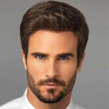 Amazon FBA supplier  Men Short Wig Brown Natural Layered Cosplay Party Heat Resistant Fiber Party Full Hair Wigs for Male Guy