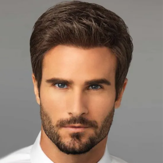Amazon FBA supplier  Men Short Wig Brown Natural Layered Cosplay Party Heat Resistant Fiber Party Full Hair Wigs for Male Guy