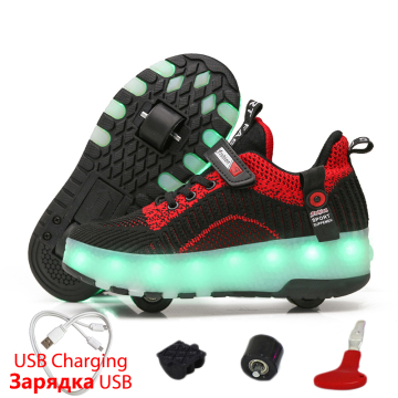 2019 New Luminous Sneakers for Kids Glowing Sneakers with Wheels Kids Shoes Roller Skates Shoes Wheels Sneakers for Boys