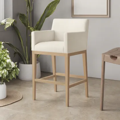 Morgan Luxury Solid Wood Bar Chair with Round Soft Cushion