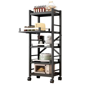 3-Layer Foldable Household Movable Bookshelves for Kitchen Storage