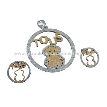 Novelty Stainless Steel Pendant and Earrings with Tous Bears Pattern, Customized Designs are WelcomeNew