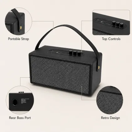 Portable leather box speaker