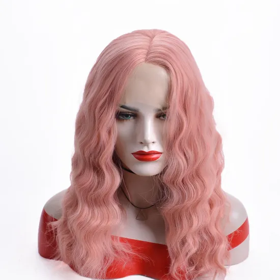 Aishili high quality lace front wigs pink nature wave jerry loose wave lace front synthetic wigs for black women
