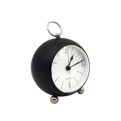 Plating Iron Metal Round Alarm Clock Needle Type Quartz Alarm Clock
