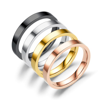 Wholesale Girls' Titanium Steel 3MM Simple Smooth Face Rings