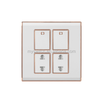 2 Gang 2 Pins Socket with On-Off Switch - 6 Pin Plug and Socket