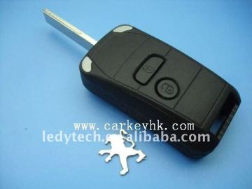Peugeot 407 2 buttons flip remote car key blank with groove blade