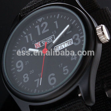 Men's Military Royale Black Dial Fabric Strap Date Sport Quartz Army Watch MR053
