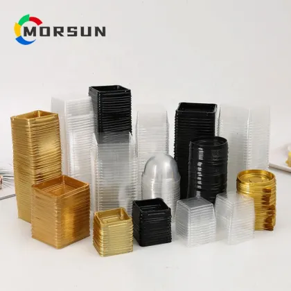 MorSun Gold Bottom Clear Cover Plastic Snow Mei Niang Box Moon Cake Container - Various Weights Available