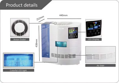 3 speed control true hepa air purifier negative ion generator humidifier