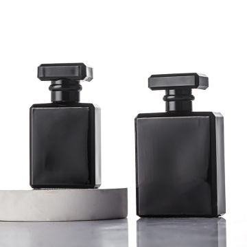 Botol minyak wangi semburan persegi rata hitam - 30ml, 50ml, 100ml
