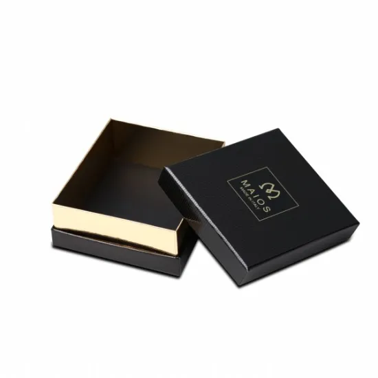Glossy Elegant Black Shoulder Boxes With Gold Liner