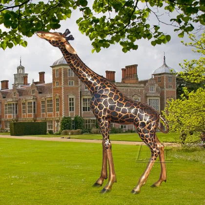 Hot sale outdoor home decoration life size bronze giraffe statue