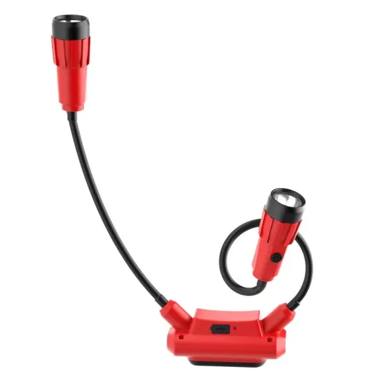 Professional Rechargeable LED Hands-Free Neck Light and Magnetic Worklight with Dual 320lm Gooseneck Flashlights for Mechanics and Workshop Use