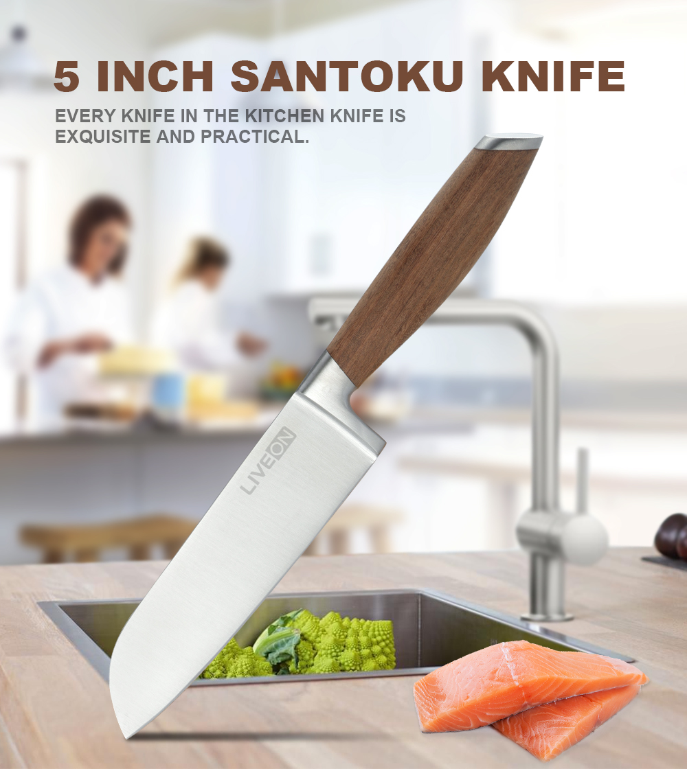 5 بوصة SANTOKU سكين مع مقبض الجوز