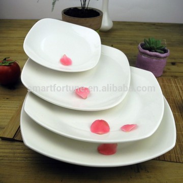 Square Round Coner Porcelain Plate Plain White Restaurant Tableare Dinner Plate