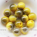 Belle perle acrylique lisse ronde solide avec deux couleurs