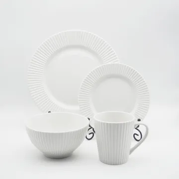 luxury white Embossed crockery ceramic dinnerware sets