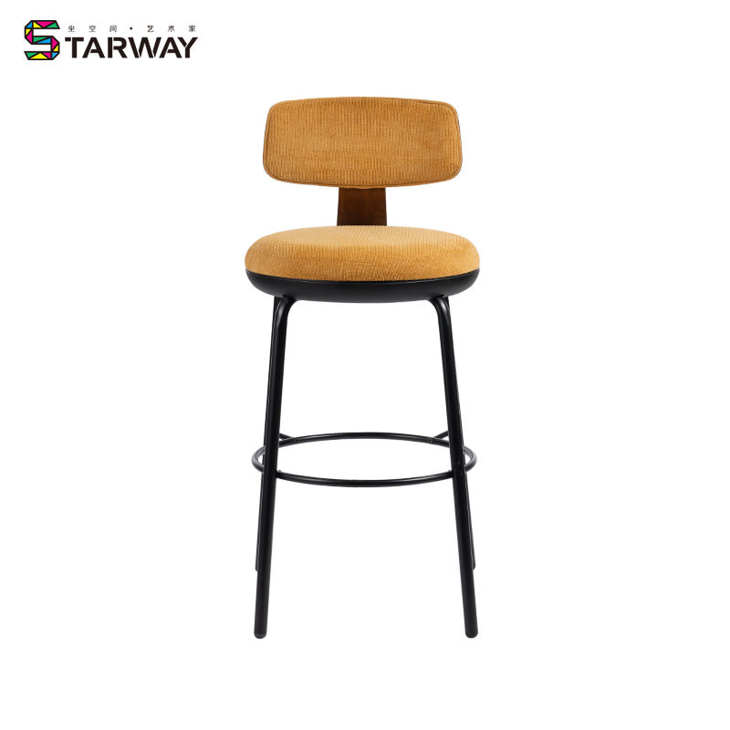 Wholesale Modern Fabric Low Back High Bar Chair Metal Legs Kitchen Bar Chair