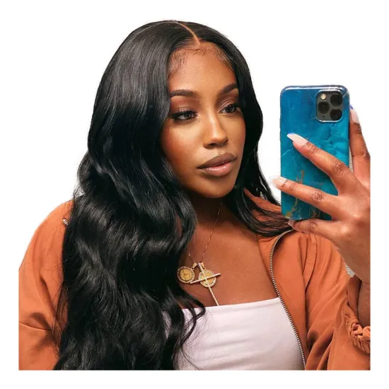 Brazilian Virgin  Human Hair HD Lace Natural Black Color Body Wave 13x613x4 T-Part Wig  for Party and Daily Use 180% Density