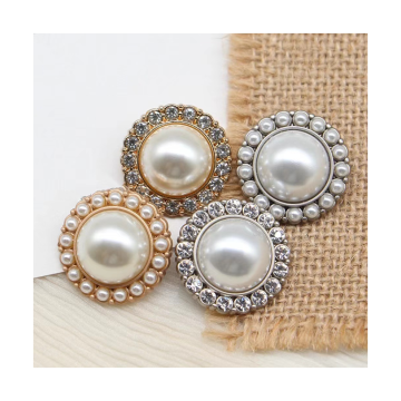 Wholesale Hot Sale Decorative Pearl Buttons: White, Silver, and Gold Options in Alloys