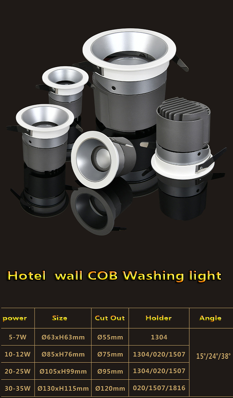 Zigbee TUYA Dimming 7W 12W 18W color change indoor aluminum recessed Commercial spotlight led COB for clothing store