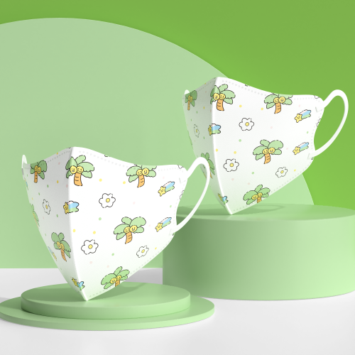 Máscara infantil estampada fofa com design de tamanho pequeno