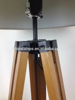 Christmas decoration lighting floor lamp wood bollard light tripod wood floor lamps with fabric lampshade for hotel lighting