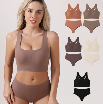 Factory Wholesale Underwire Bra Set: Sexy Top Support Women's Vest Style Bra and Underwear Set