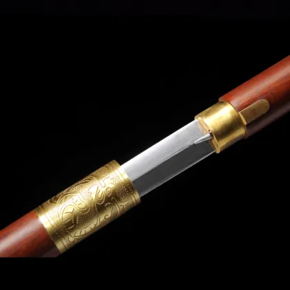 Redwood Scabbard Cane Sword Pattern Steel Handmade Brass Accessories