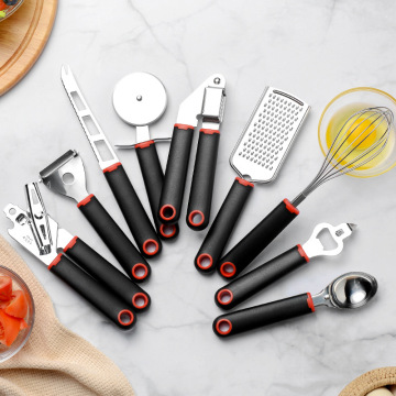 Perkakas dapur keluli tahan karat yang ditetapkan dengan logo tersuai - 9pcs alat memasak lestari