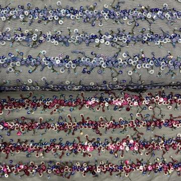 Bright Multicolor Poly Mesh Embroidery Fabric