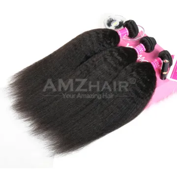 AMZ Hair Best Selling 3 Bundles Afro Kinky Straight Human Cuticle Aligned Raw Virgin Hair Weft Extension Vendor Custom Packaging