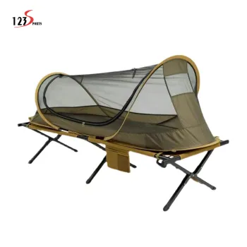 Outdoor Camping Lightweight Ground Mosquito Net Folding Easy To Carry Aluminum Alloy Camp Bed Tent With Shade And Rain