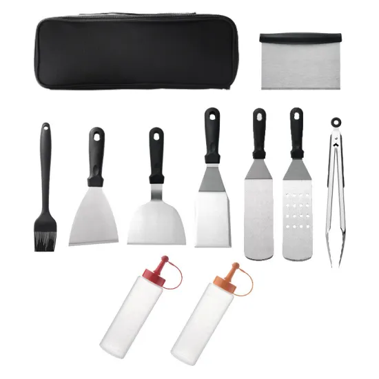 Camping Stainless Steel Barbecue Kit Outdoor Barbeque Teppanyaki Grill Accessories BBQ Tool Set