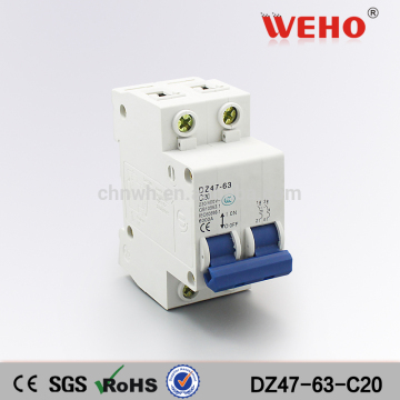 2P 20A C type 240V/415V C45 MINI CIRCUIT BREAKER/MCB 2P/electrical mccb