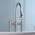 Transitional Bridge Kitchen Faucet with Pull-Down Sprayhead