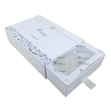 Custom Logo Rigid Slide Out Drawer Gift Box in White: A Stylish Paper Packaging Solution with Ribbon