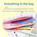 Polyester printed double zipper pen case in multiple colors for kids