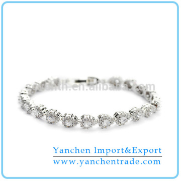 Best Seller White Gold Brass China Bracelet With Prong Setting Diamond For Women