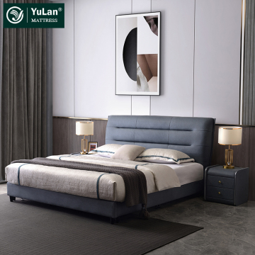Nordic Modern Minimalist Leather King Size Bed