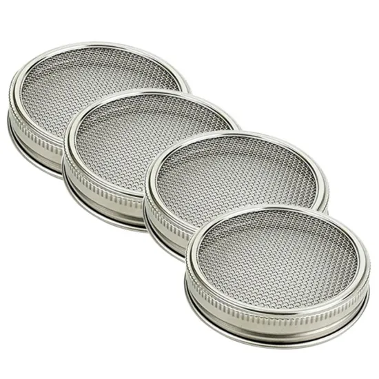 Stainless Steel Mason Jar Mesh Lids and Stand for Canning and Seed Sprouting