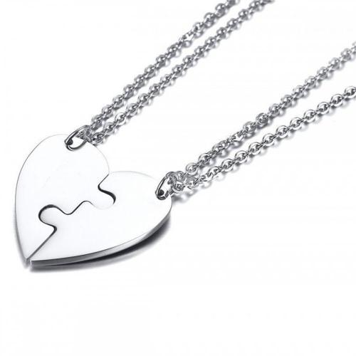 Stainless Steel Matching Puzzle Block Necklace